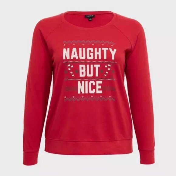 Torrid Size 3 Red Ugly Christmas Sweater ‘Naughty but Nice' Graphic - Picture 1 of 8